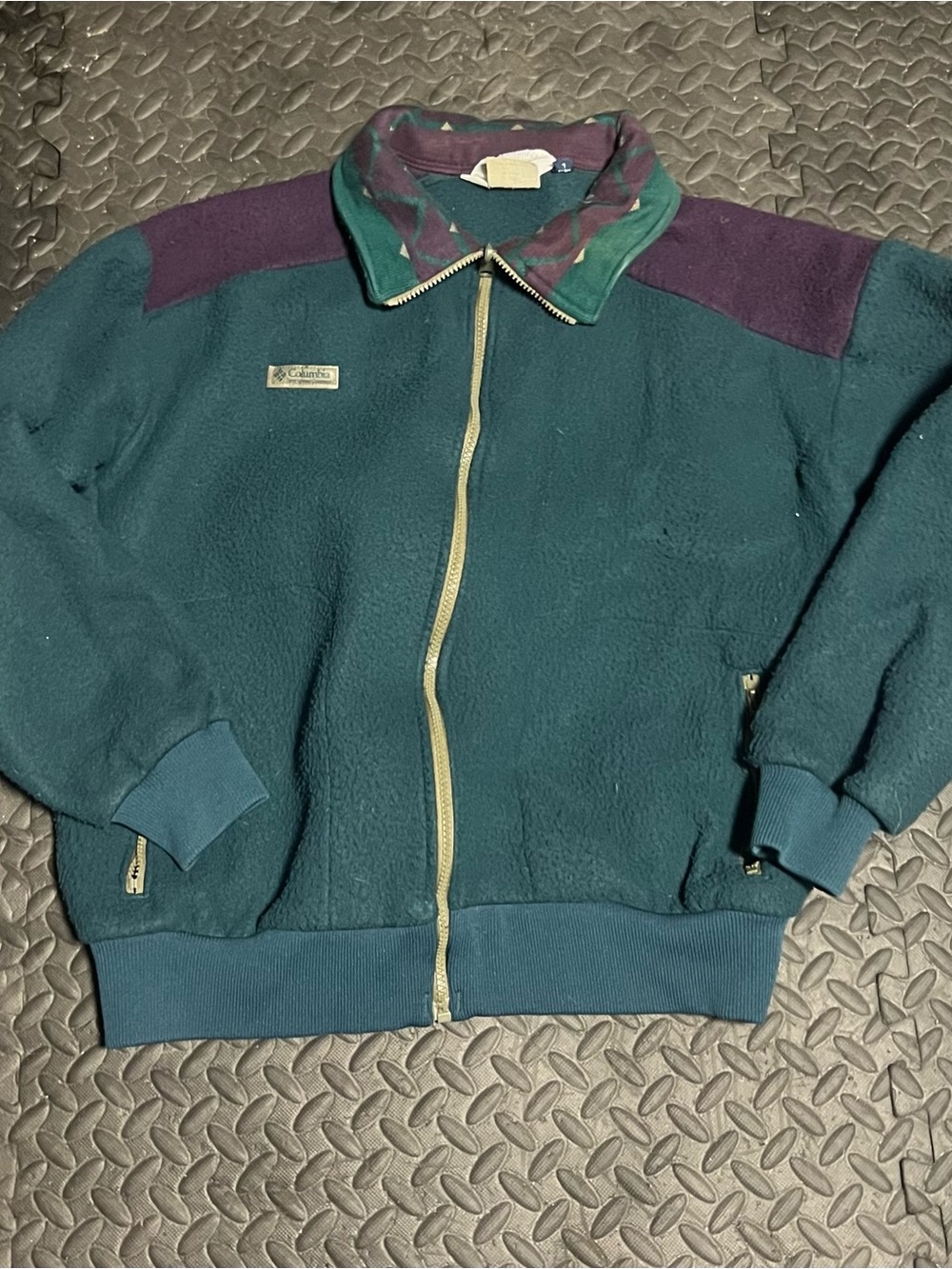 Columbia Teal and Purple Men's Zip-Up Fleece Jacket